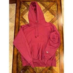 Champion Reverse Weave Hoodie Burgundy Maroon Pullover Sweatshirt Medium